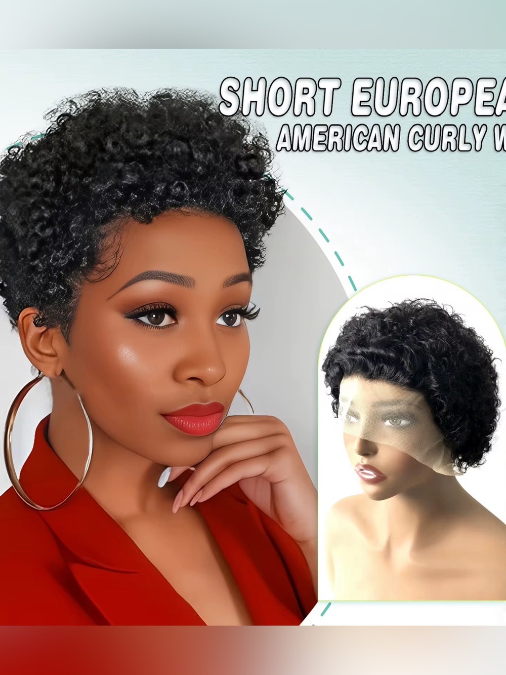 New Short Curly Pixie Cut Lace Wig Front 8 inch Hd Human Hair Summer ready